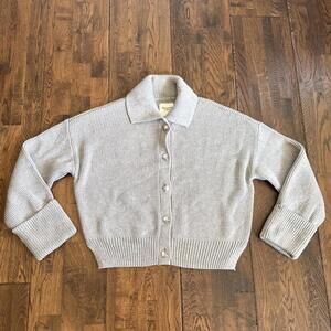 Abercrombie & Fitch Ribbed Collared Cardigan Gray 5‑Button NWOT Women’s S